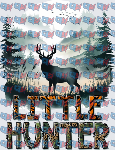 Little Hunter Buck Silhouette Forest Scene (DTF)