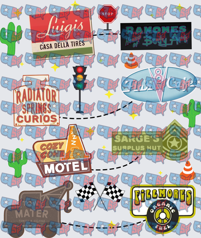 Radiator Springs Landmark Signs Bundle Sheet (DTF)