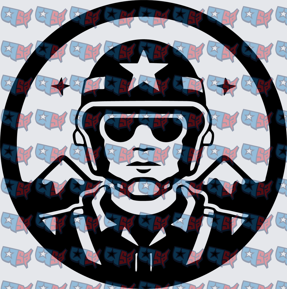 Military Soldier Star Helmet Circle Badge (DTF)