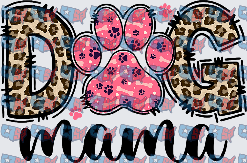 Dog Mama Leopard Print Paw Print Design (DTF)