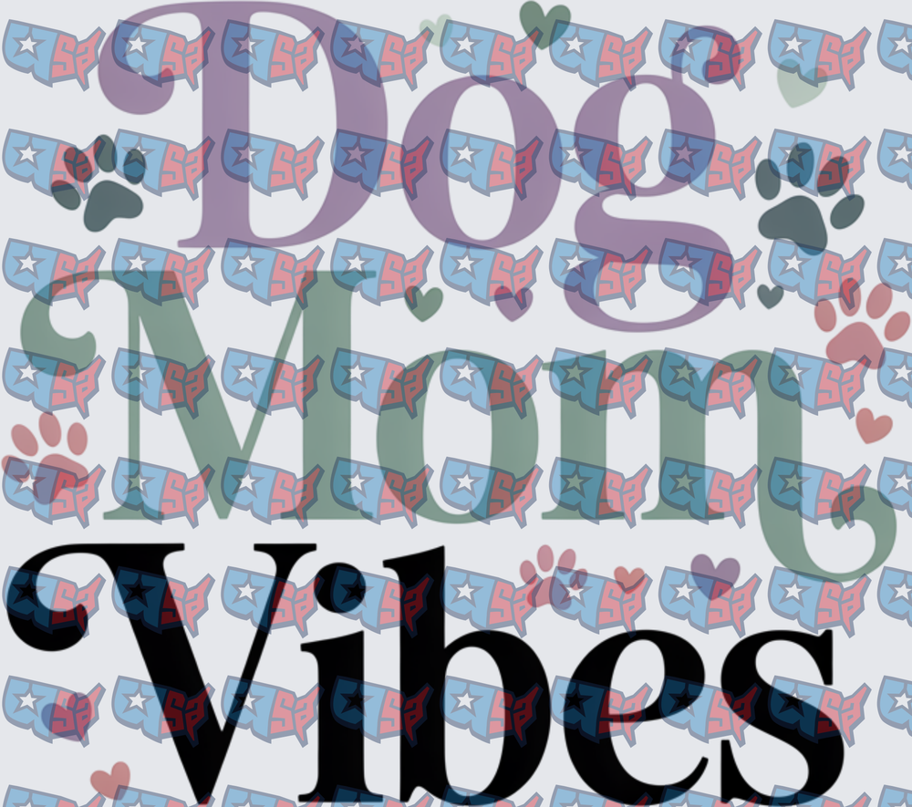 Dog Mom Vibes Paw Print Typography Design (DTF)