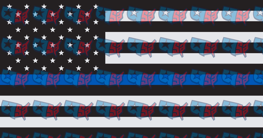 Thin Blue Line American Flag Pattern Design (DTF)