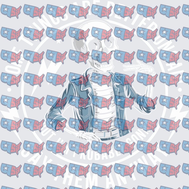 Cool Skeleton In Denim Jacket Shrugging (DTF)