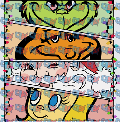 Christmas Characters Split Face Panel Design (DTF)