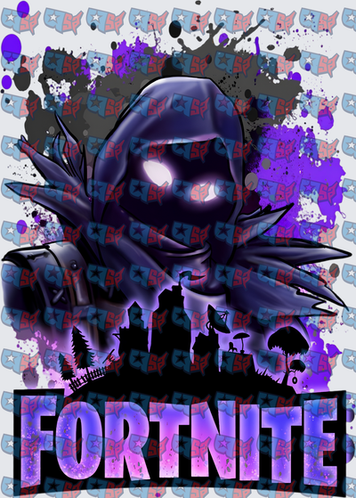 Fortnite Raven Skin Purple Splatter Gaming Design (DTF)