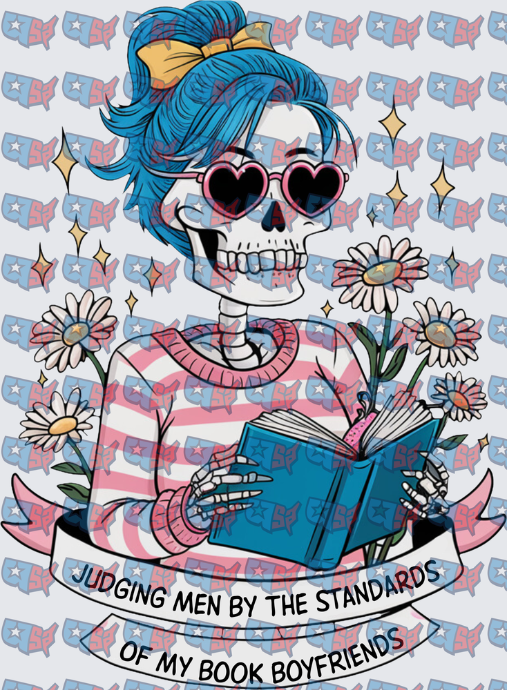 Skeleton Girl Reading Judging Men By Book Boyfriends (DTF)
