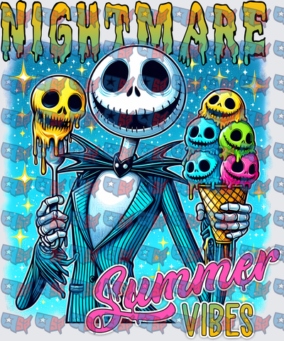 Nightmare Summer Vibes Skeleton Skull Ice Cream (DTF)