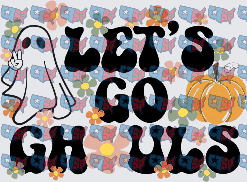 Let's Go Ghouls Ghost Pumpkin Floral Halloween (DTF)