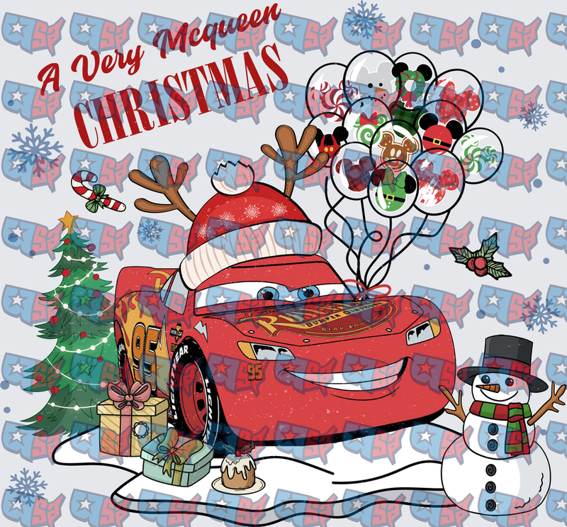 A Very McQueen Christmas Holiday Scene (DTF)