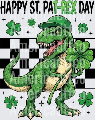 Happy St. Pat-Rex Day T-Rex Shamrock (DTF)