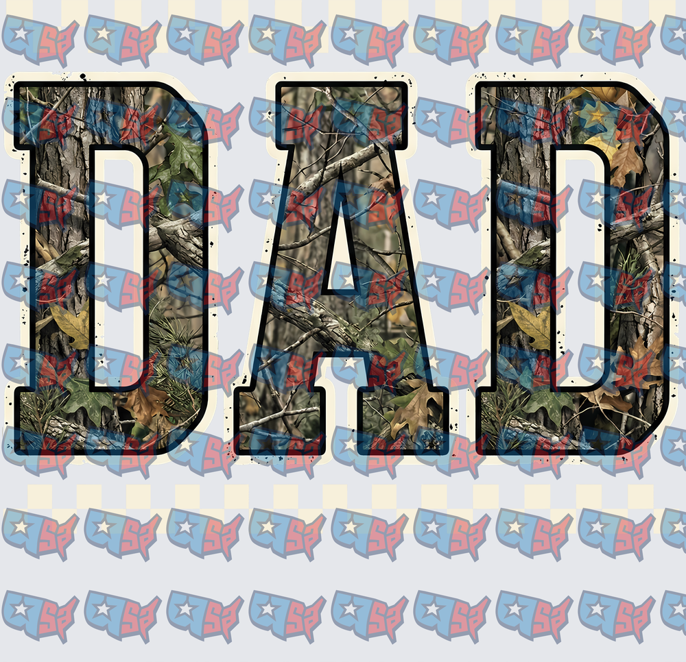 DAD Bold Woodland Camo Letter Design (DTF)