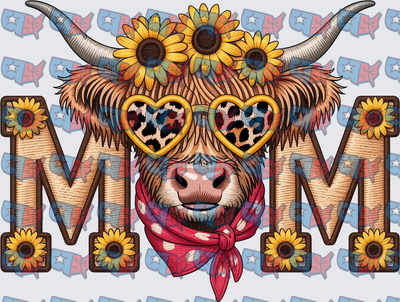 Mimi Highland Cow Sunflower Leopard Heart Glasses (DTF)