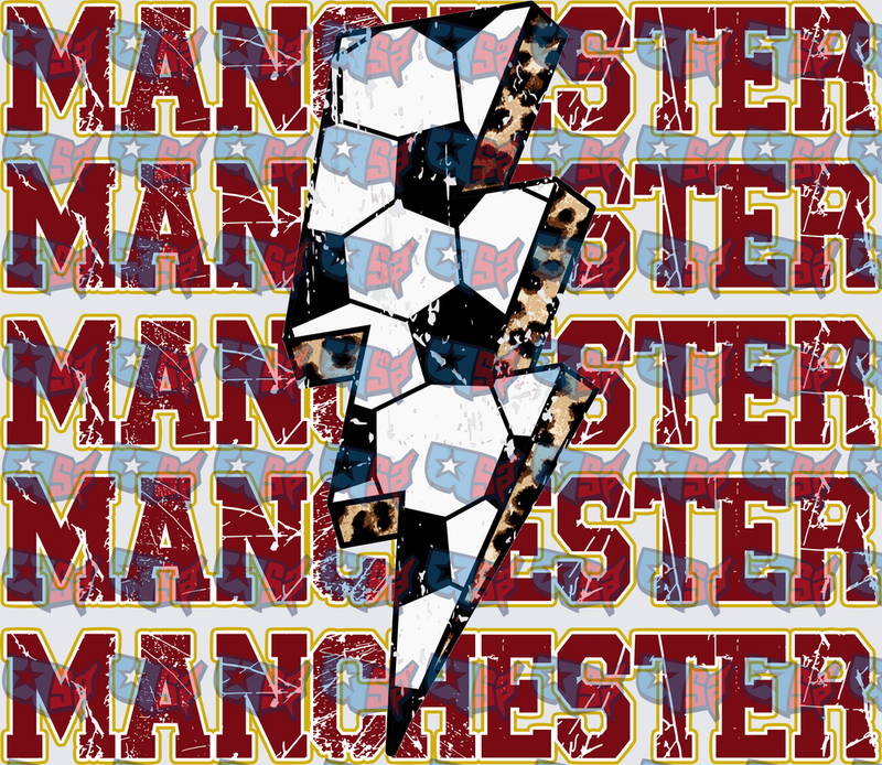 Manchester Soccer Leopard Lightning Bolt Repeat (DTF)