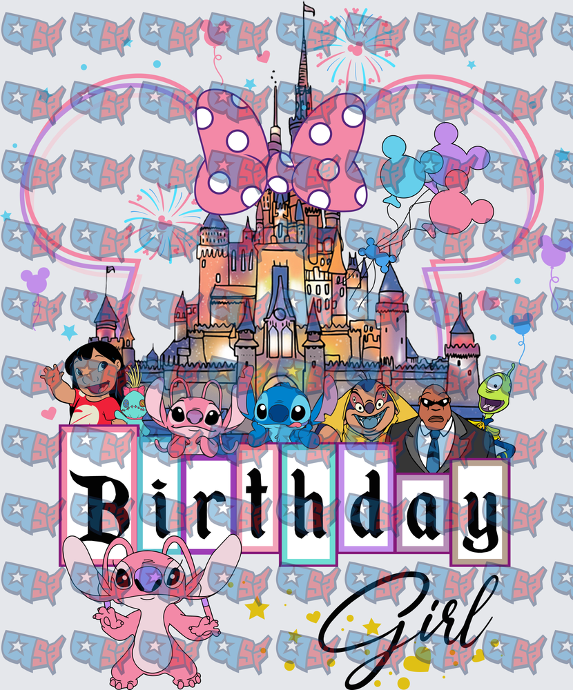 Birthday Girl Blue Alien Castle Characters Celebration (DTF)
