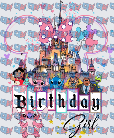 Birthday Girl Blue Alien Castle Characters Celebration (DTF)