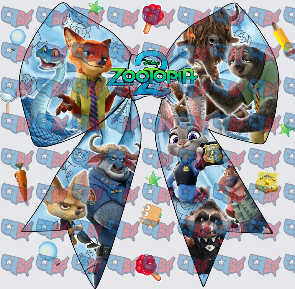 Zootopia 2 Character Collage Bow Design (DTF)
