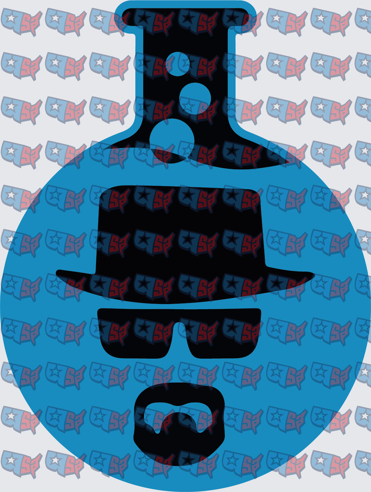 Blue Chemistry Flask Heisenberg Silhouette (DTF)