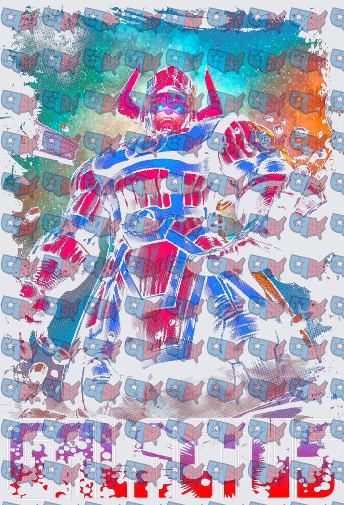 Galactus Cosmic Giant Red Blue Watercolor Splash (DTF)