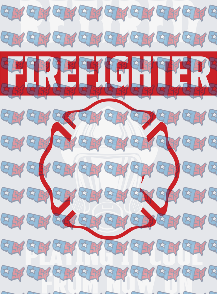Firefighter Bold Red Banner Maltese Cross Outline (DTF)