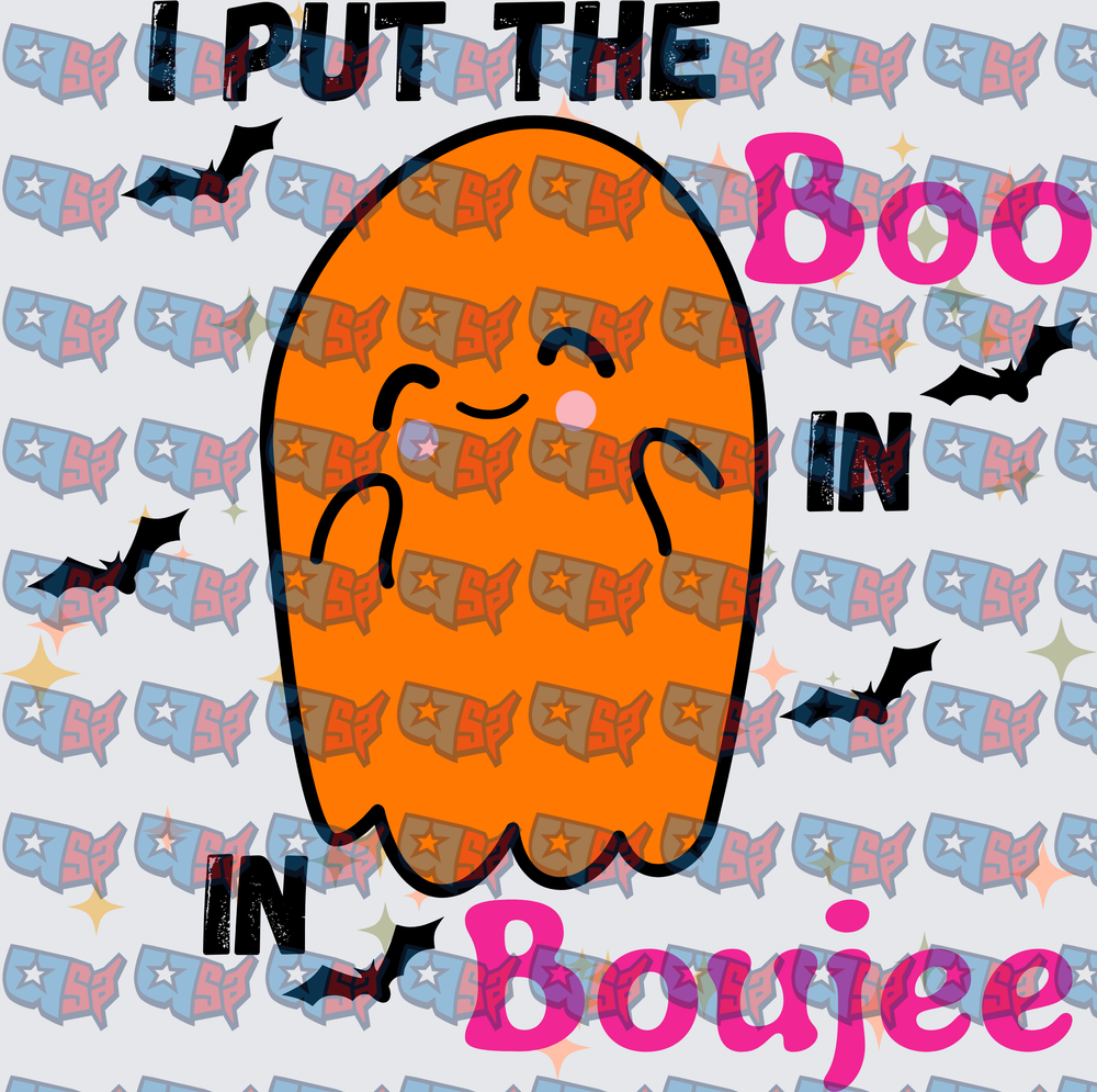 I Put The Boo In Boujee Orange Ghost Halloween (DTF)