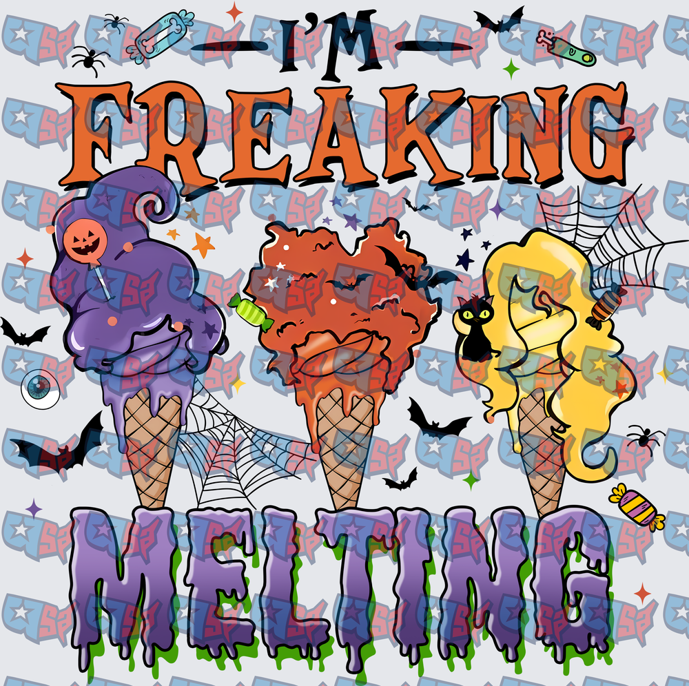 I'm Freaking Melting Halloween Ice Cream Cones (DTF)