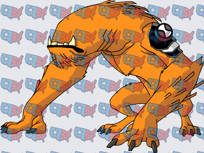 Orange Alien Beast Crouching Attack Pose (DTF)