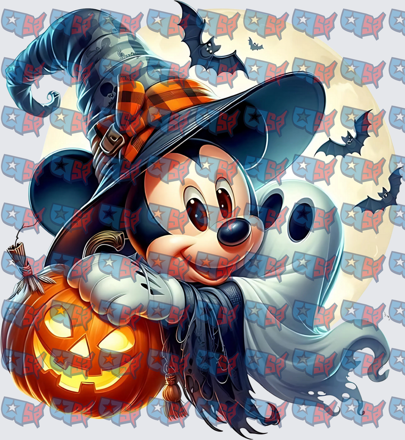 Halloween Mouse Ghost Witch Hat Pumpkin Bats Moon (DTF)