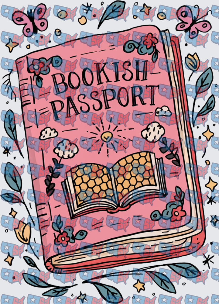 Bookish Passport Floral Book with Butterflies (DTF)