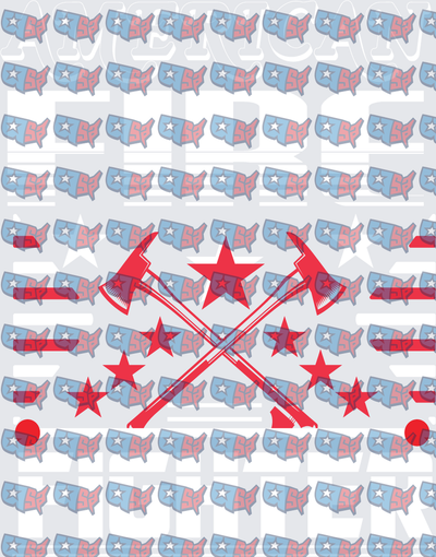 American Firefighter Crossed Axes Red Stars Design (DTF)