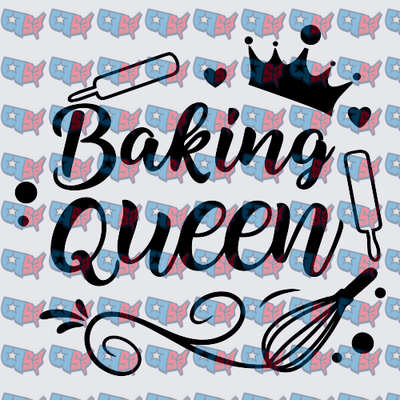 Baking Queen Crown Rolling Pin Whisk Design (DTF)
