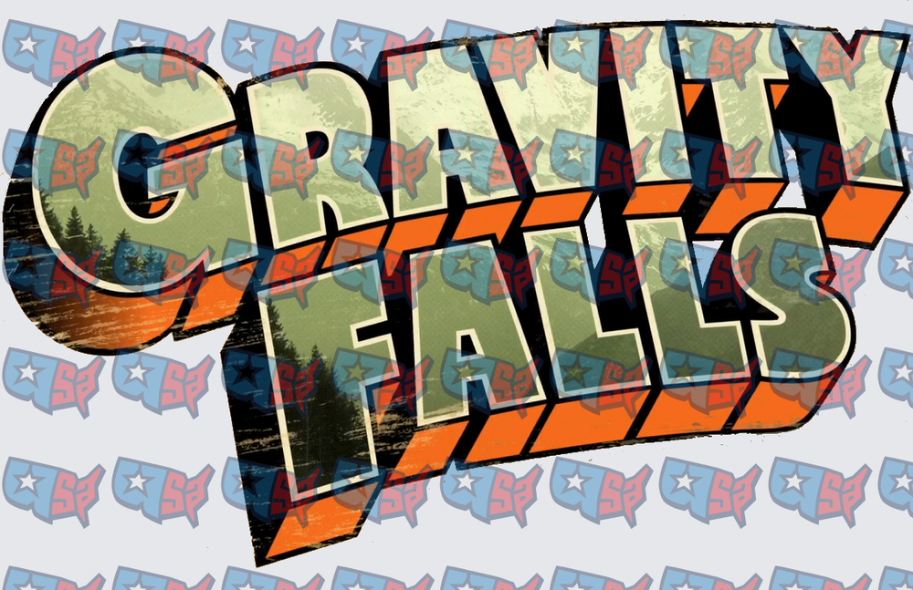 Gravity Falls Bold Retro Logo with Forest Scene (DTF)