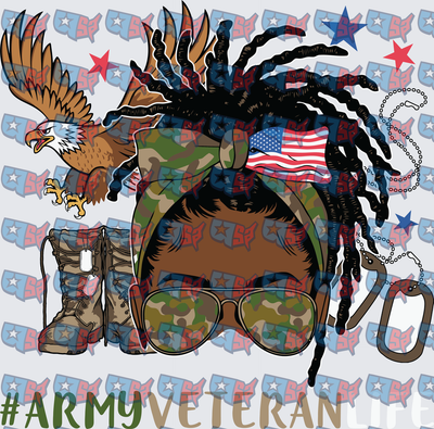 Army Veteran Life Messy Bun Woman With Dreads (DTF)