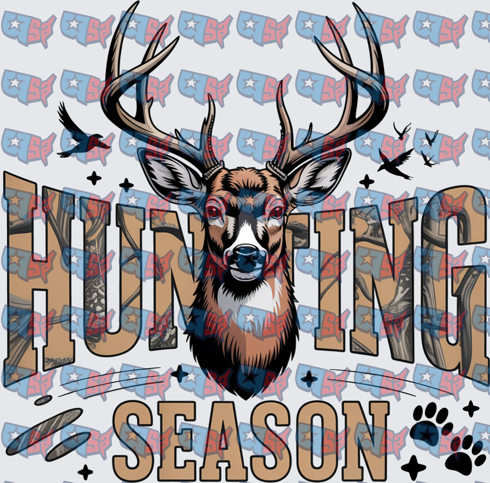 Hunting Season Buck Deer Head With Camo Letters (DTF)