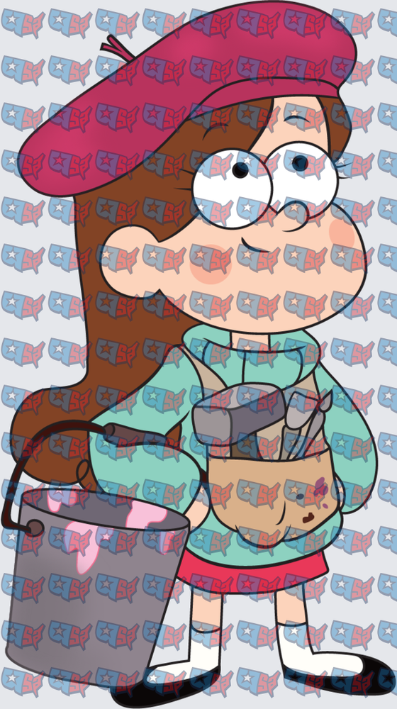Cartoon Girl Artist with Paint Bucket and Tools (DTF)