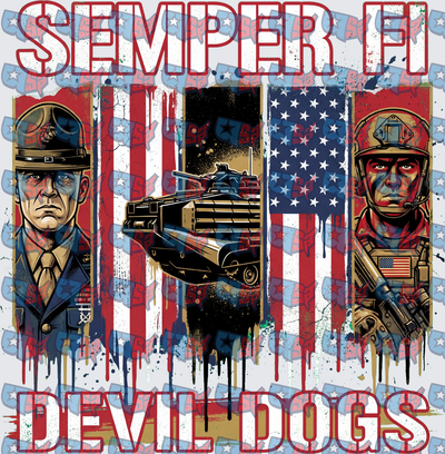 Semper Fi Devil Dogs US Marine Corps Flag Tribute (DTF)