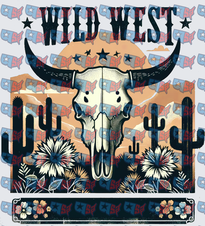 Wild West Bull Skull Desert Cactus Floral (DTF)