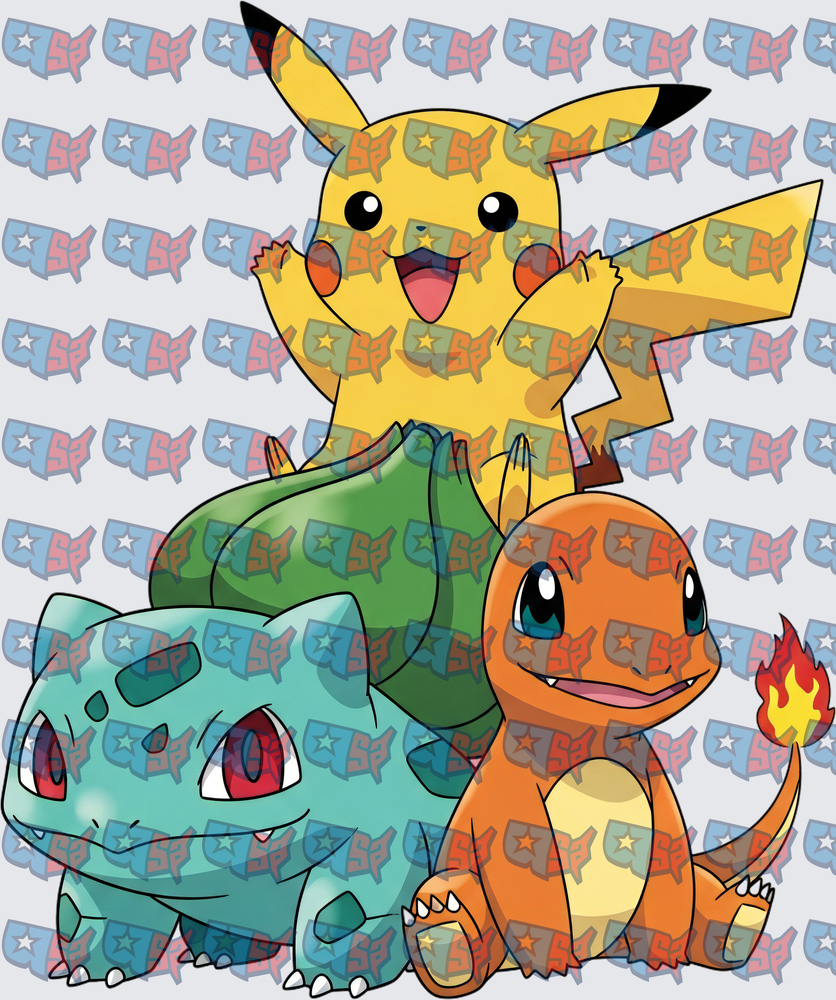 Pikachu Bulbasaur Charmander Starter Trio Group (DTF)