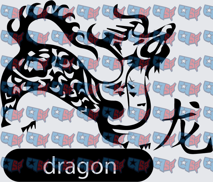 Tribal Dragon with Chinese Character (DTF)