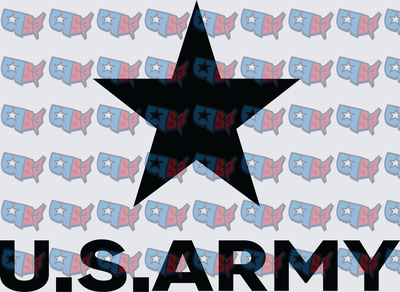 Bold Black Star US Army Military Text Design (DTF)