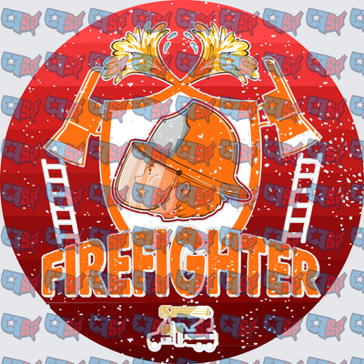 Firefighter Helmet Axes Ladders Fire Truck Badge (DTF)