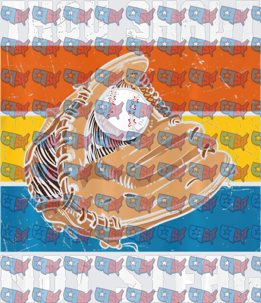 Retro Baseball Glove and Ball Stripe Design (DTF)