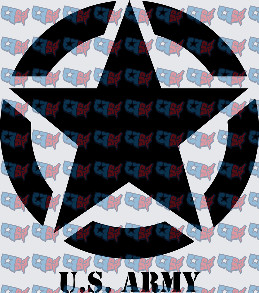Black Military Star Circle U.S. Army (DTF)